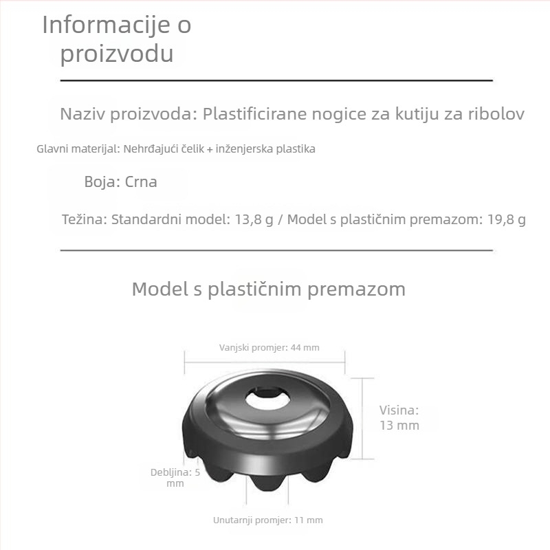 Plastično premazane noge za kutiju za ribolov, otporne na ogrebotine, protuklizne, male veličine, deblje, gumirani, dodatak za kutiju za ribolov