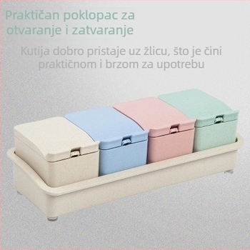 Set posuda za začine od pšenične slame za kuhinju