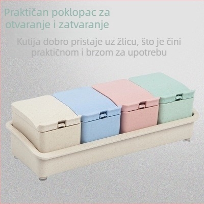 Set posuda za začine od pšenične slame za kuhinju