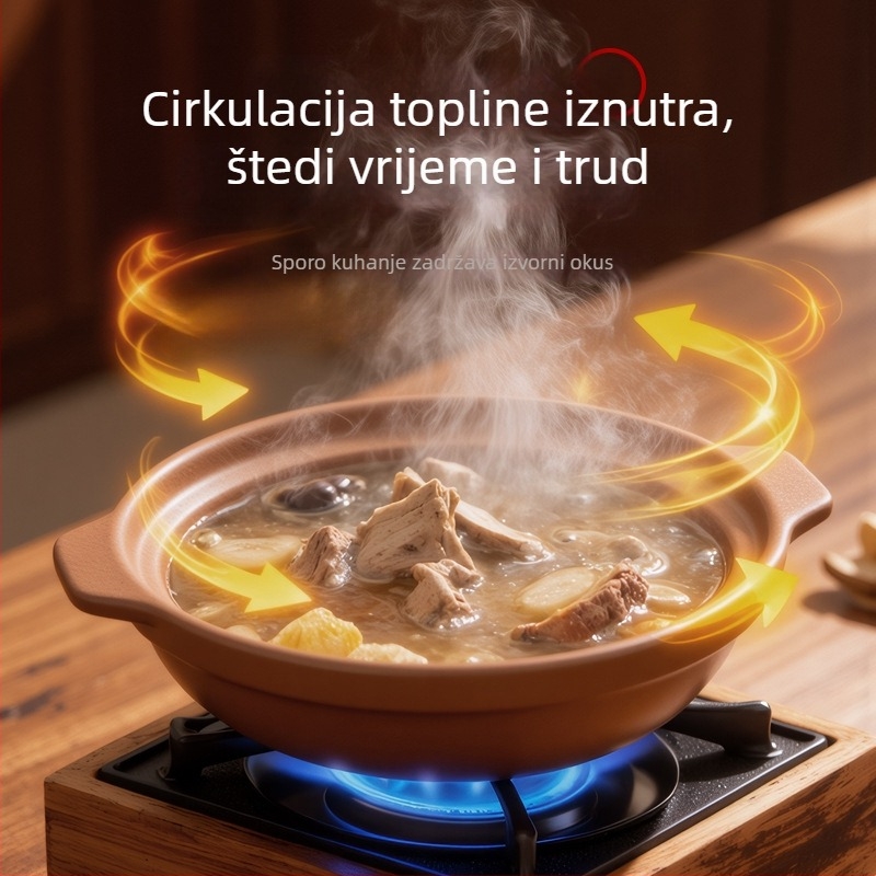Glinena posuda bez glazure za gulaše i rižu, otporna na visoke temperature, kompatibilna s plinskim štednjakom
