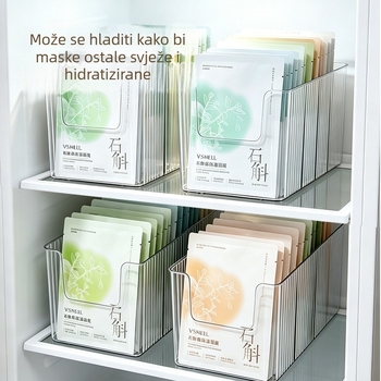 Kutija za maske za lice velikog kapaciteta s prozirnim PET pretincima, organizator za stolnu šminku i pohranu kozmetike