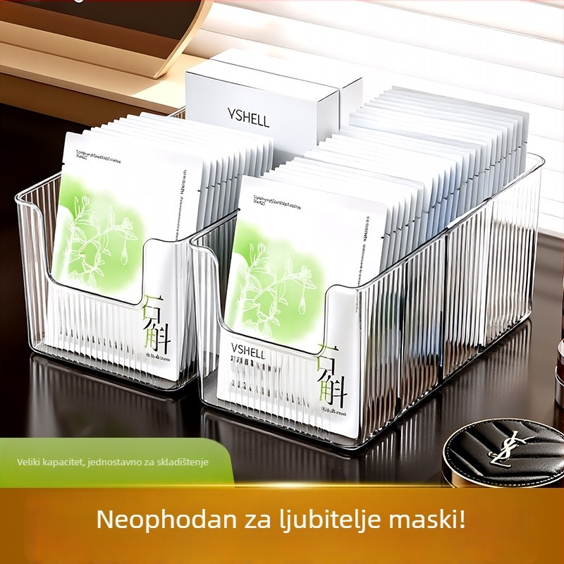 Kutija za maske za lice velikog kapaciteta s prozirnim PET pretincima, organizator za stolnu šminku i pohranu kozmetike