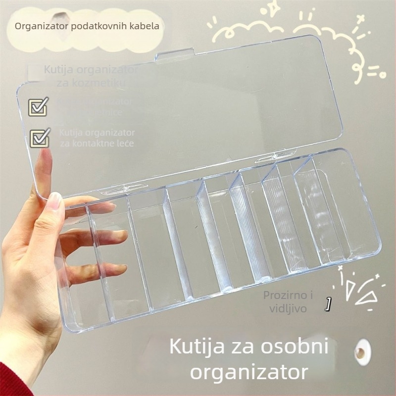 Prozirna akrilna kutija za kabelske kablove s poklopcem – stolni organizator