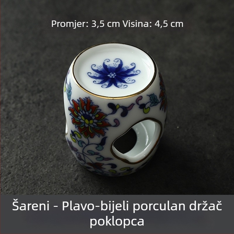 Plavo-bijeli keramički držač poklopca za vrhunski čajnik, bijeli porcelnanski poklopci gaiwan i dodaci zdjeli za ceremoniju čaja