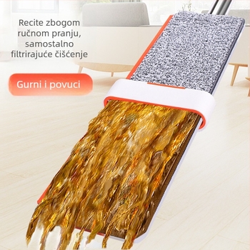 Ploški mop s rotirajućom glavom, teleskopska drška od nehrđajućeg čelika, velika glava 43 cm, mikrovlakana podloga