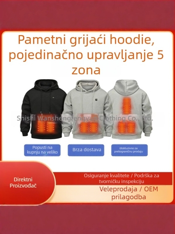 Muški USB-grijani hoodie s fleece podstavom, za vanjsku zimsku upotrebu