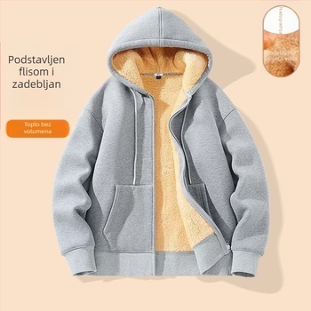 Muški dukserica s kapuljačom i zipom, debeli fleece, velika veličina, jednobojna, zimska odjeća