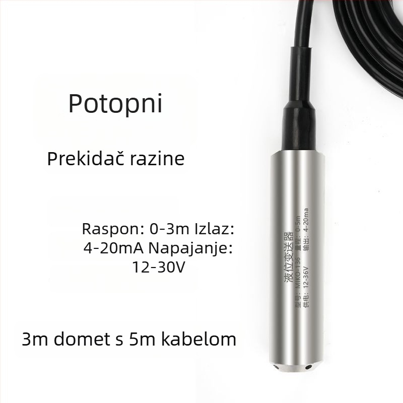 Podvodni mjerni transmiter razine tekućine, otporan na visoke temperature, senzor razine s izlazom 4-20 mA, kontroler i mjerni pokazatelj razine
