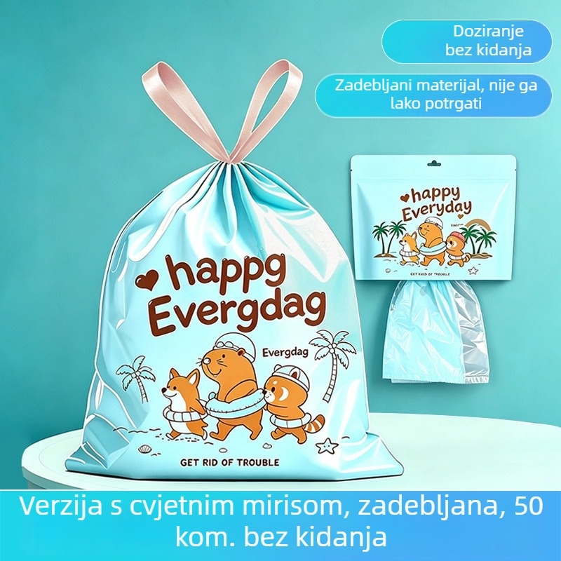 Kućne vreće za smeće otporne na kidanje, s vrpcom, velike veličine, ekstra debele, za kuhinju i dom, slatki print