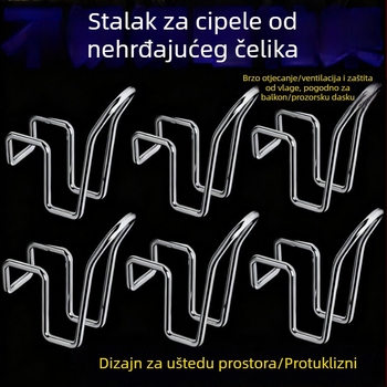 Držač za sušenje cipela od nehrđajućeg čelika za vanjski balkon, kompatibilan s ogradama prozora