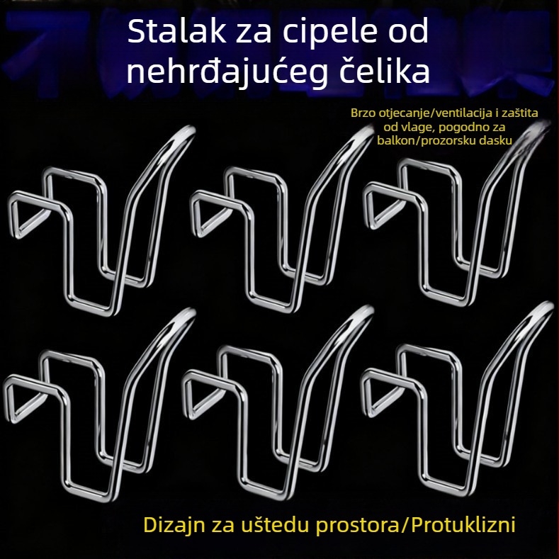 Držač za sušenje cipela od nehrđajućeg čelika za vanjski balkon, kompatibilan s ogradama prozora