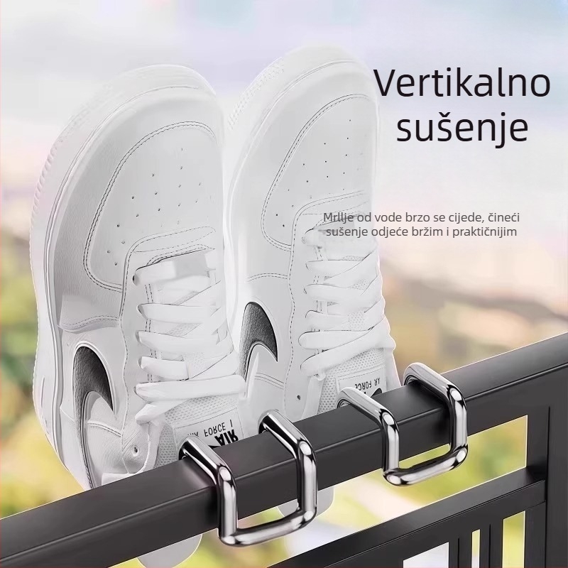 Držač za sušenje cipela od nehrđajućeg čelika za vanjski balkon, kompatibilan s ogradama prozora