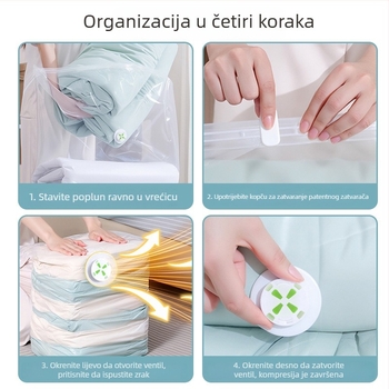 Prozirna trodimenzionalna vakuumska vrećica za kompresiju i pohranu deka i odjeće