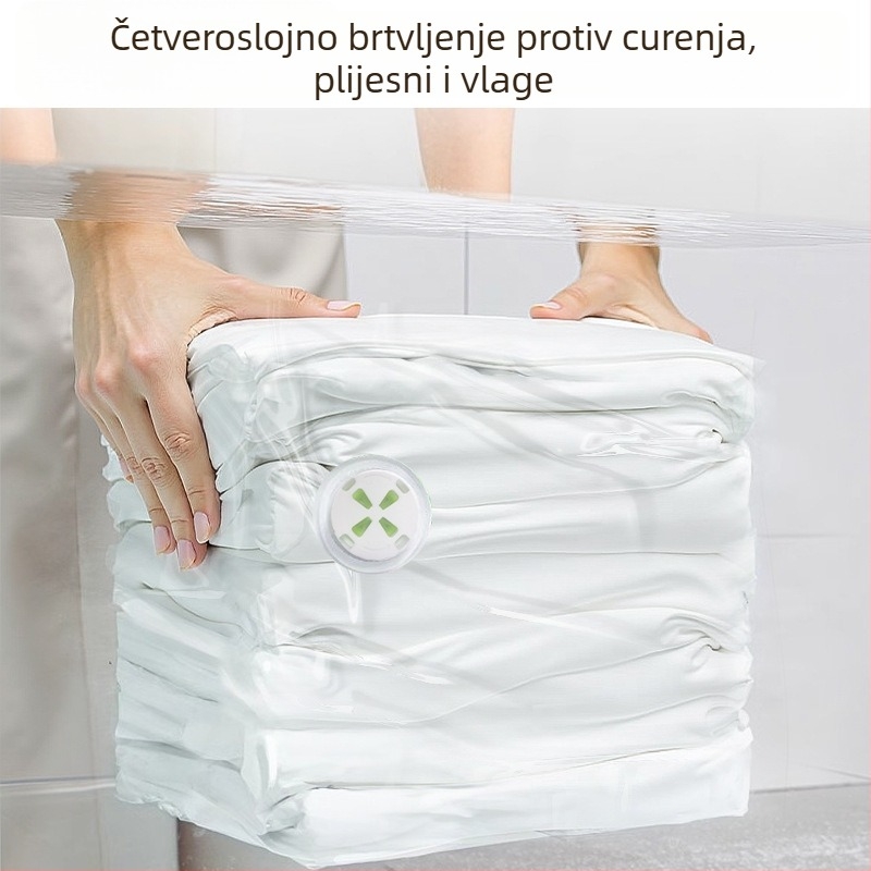 Prozirna trodimenzionalna vakuumska vrećica za kompresiju i pohranu deka i odjeće