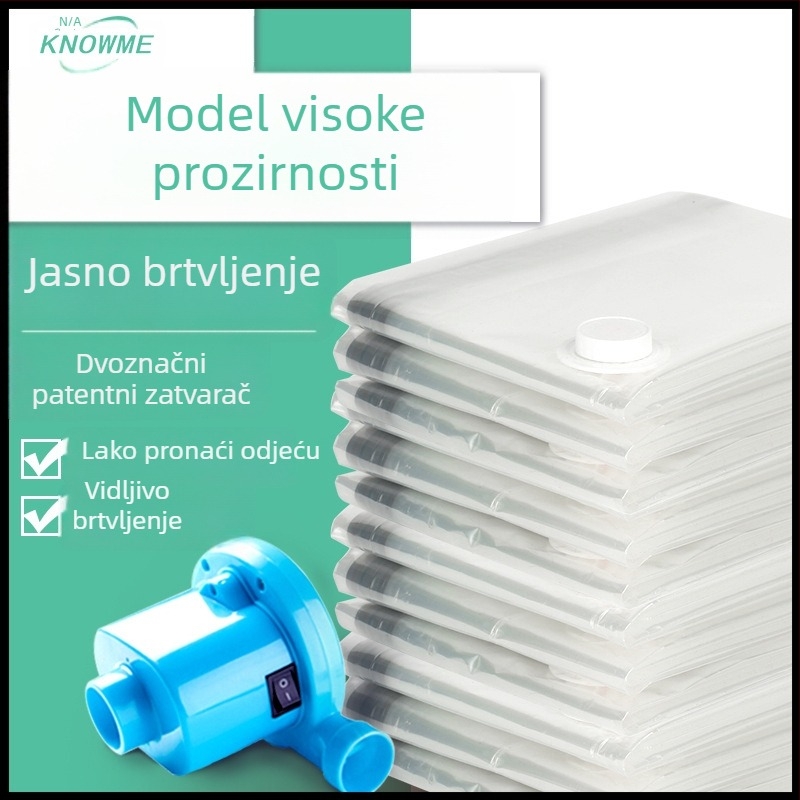 Prozirna vakuumska vreća za odjeću, jaknu s punjenjem od perja i pokrivač, dvobojni zatvarač
