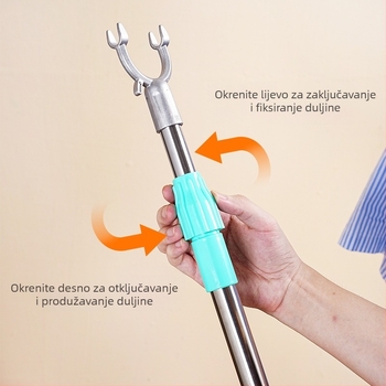 Teleskopna šipka za sušenje od nehrđajućeg čelika s aluminijskim vrhom, jedinstveni komad za balkon