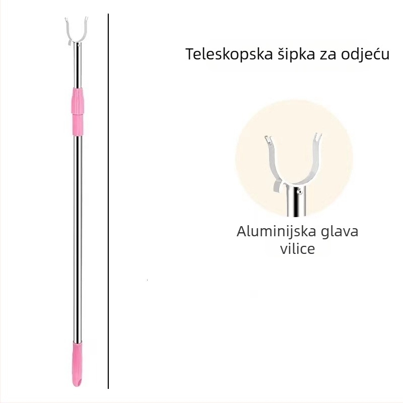 Teleskopna šipka za sušenje od nehrđajućeg čelika s aluminijskim vrhom, jedinstveni komad za balkon