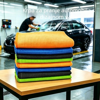 Krpa za pranje automobila s wafelnim uzorkom, mikrofibra upijajuća krpa za auto i dom, krpa za stakla bez mrlja, krpa za čišćenje s uzorkom ananas mreže