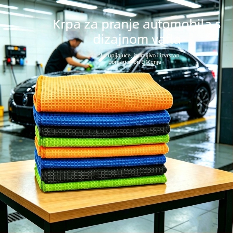 Krpa za pranje automobila s wafelnim uzorkom, mikrofibra upijajuća krpa za auto i dom, krpa za stakla bez mrlja, krpa za čišćenje s uzorkom ananas mreže
