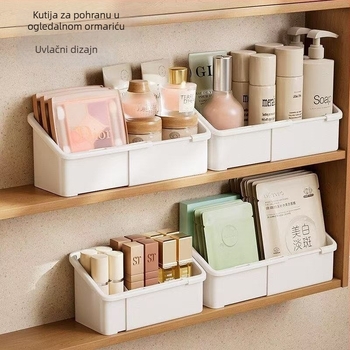 Proširivi organizator za kupaonicu unutar ogledalne ormariće, za kozmetiku, ruževe i maske
