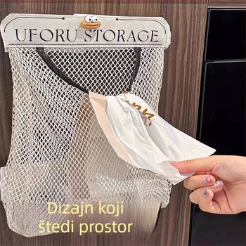 Zidni organizator za vrećice za otpad u kuhinji – veliki kapacitet, mrežasta torbica s Velcro zatvaračem