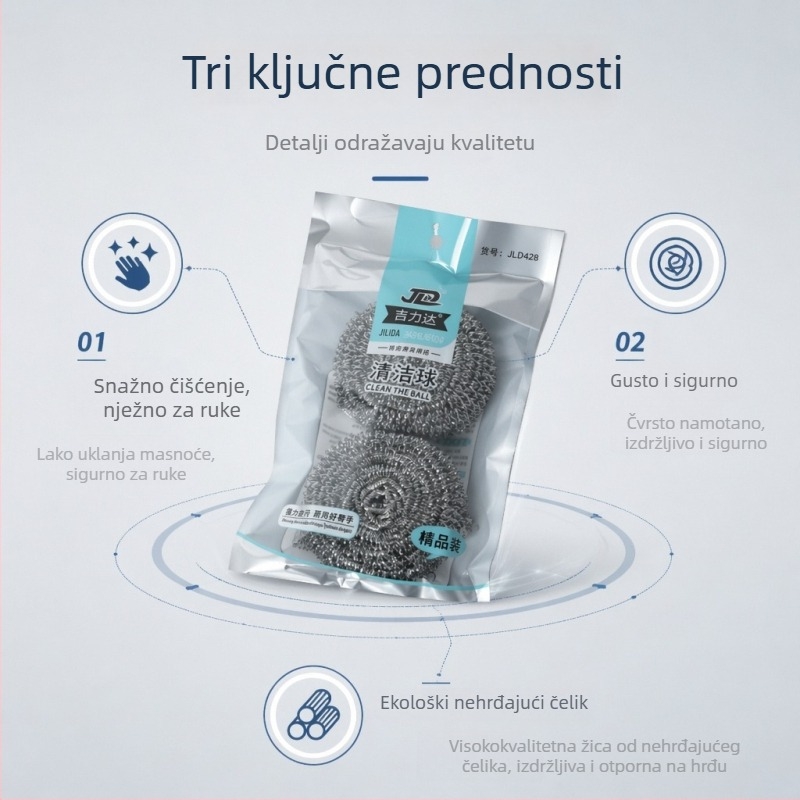 Velikog promjena, paket od 2 čelične kuglice za kuhinjsko čišćenje, 64 g, bez otpuštanja vlakana