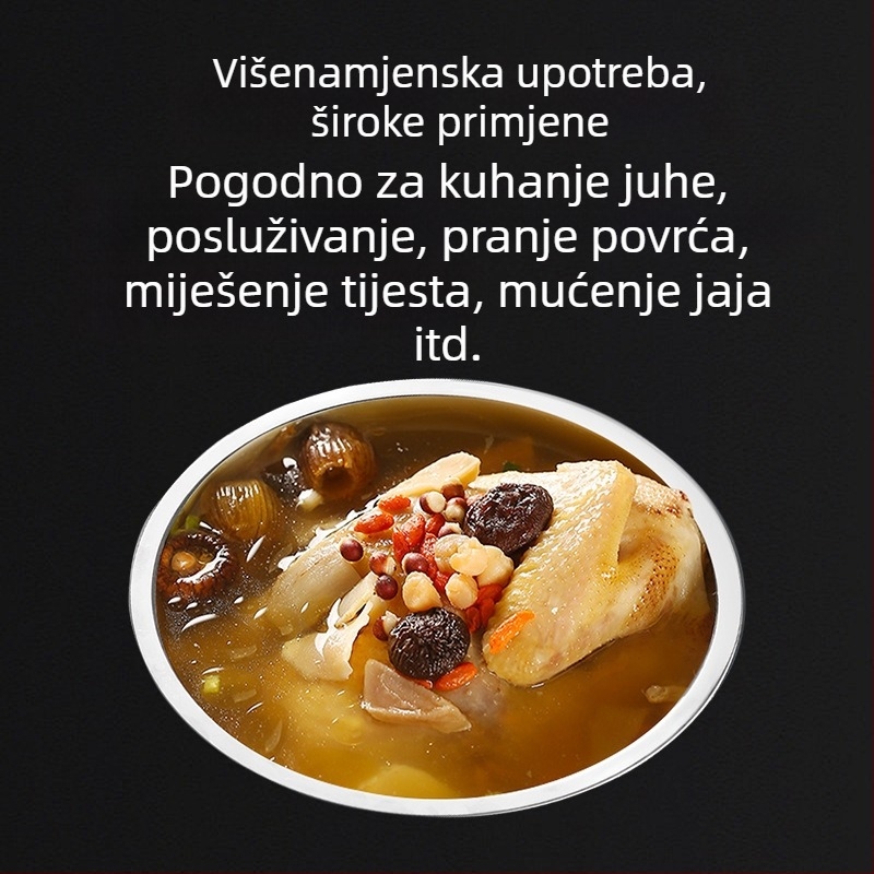Nehrđajući čelični kuhinjski zdjelu za miješanje tijesta, tučenje jaja i začinjavanje — promjer 20 cm