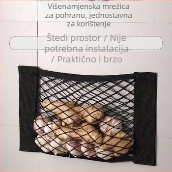 Kuhinjski organizator za vrećice za otpad, zidni držač, bez bušenja, iza vrata ormarića, mrežasta torba u stilu automobila