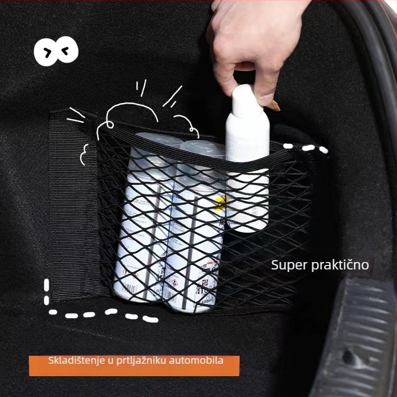 Kuhinjski organizator za vrećice za otpad, zidni držač, bez bušenja, iza vrata ormarića, mrežasta torba u stilu automobila