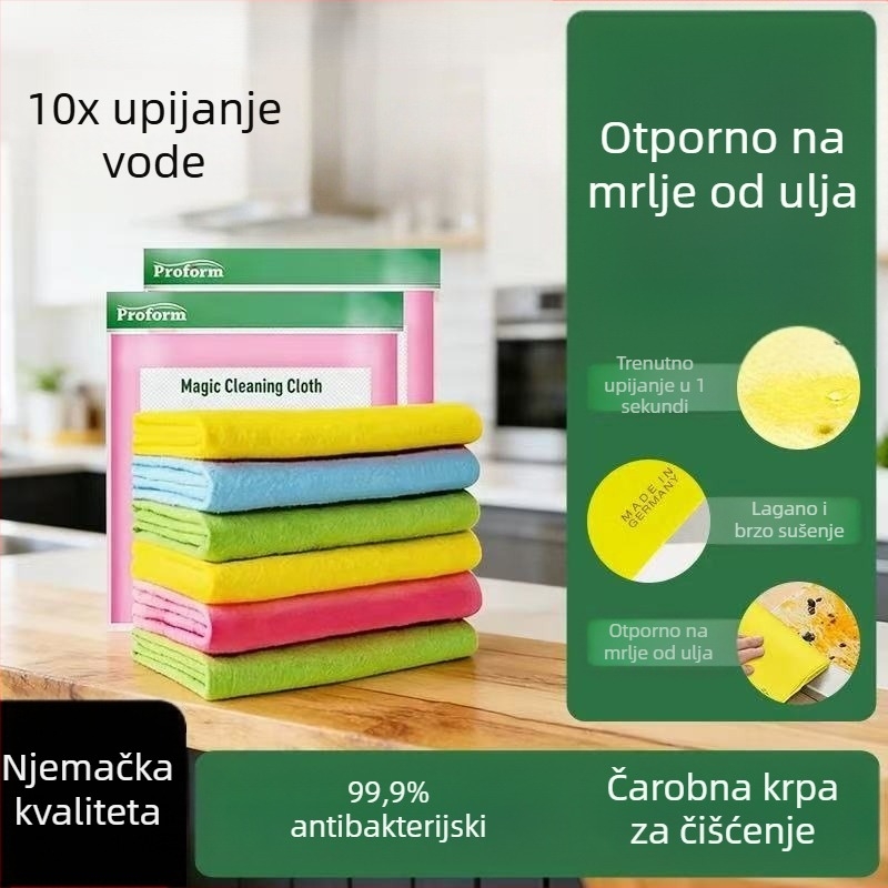 Raznobojna magična krpa za pranje suđa i kuhinjsko čišćenje, upija vodu, otporna na masnoću, antibakterijska, veličine 30x30 cm, paket od 3 kom
