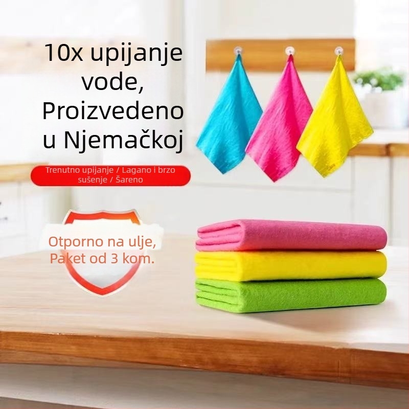 Raznobojna magična krpa za pranje suđa i kuhinjsko čišćenje, upija vodu, otporna na masnoću, antibakterijska, veličine 30x30 cm, paket od 3 kom