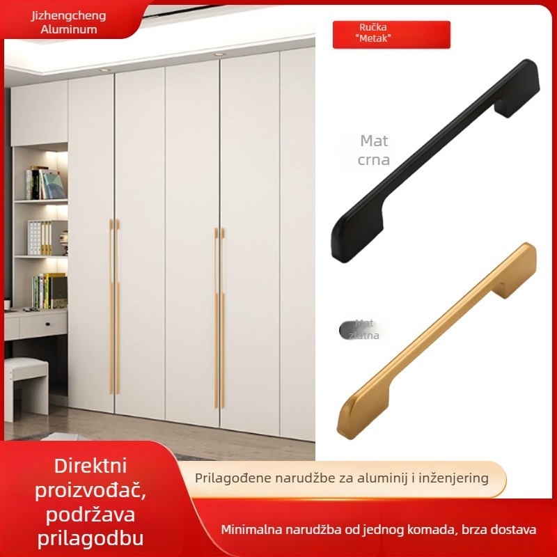 Drška za ormarske vrata u obliku metka, aluminijska legura, debela i otporna na habanje, moderan minimalistički stil