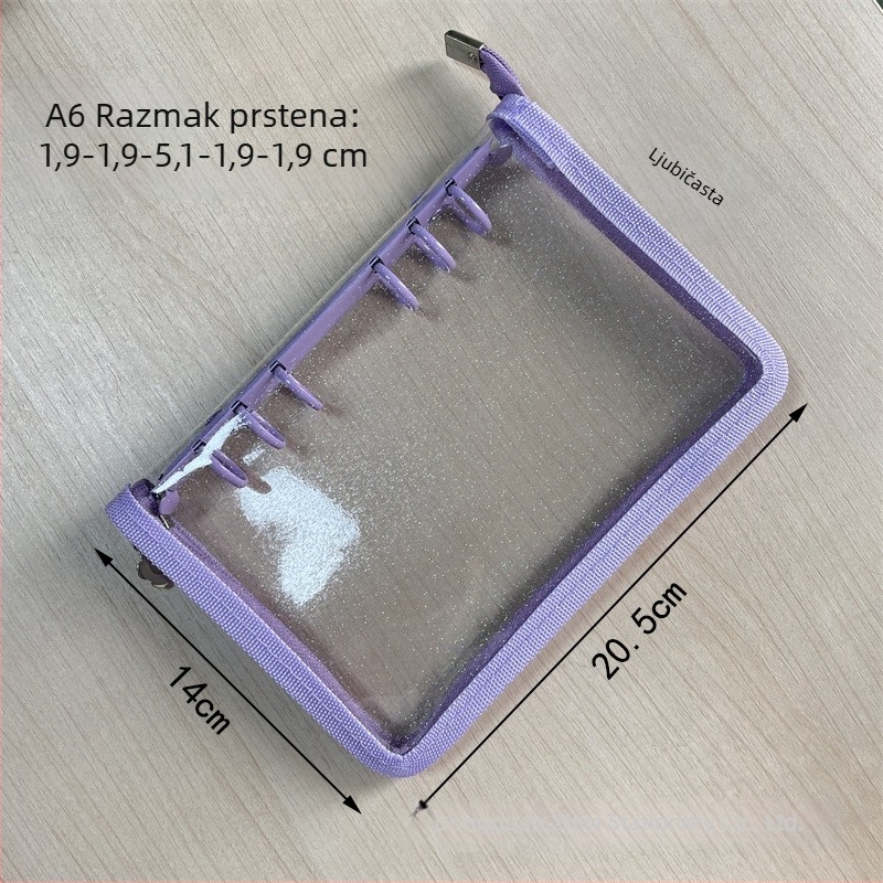 A6 glitter zip-album s prozirnom PVC mekanim kućištem – fotoalbum, kartice i knjiga naljepnica