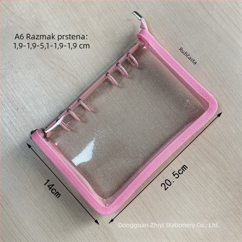 A6 glitter zip-album s prozirnom PVC mekanim kućištem – fotoalbum, kartice i knjiga naljepnica