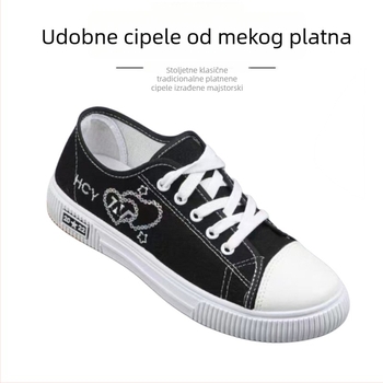 Ženske platnene tenisice bijele, svestrane i mekane, udobne casual cipele za proljeće i jesen