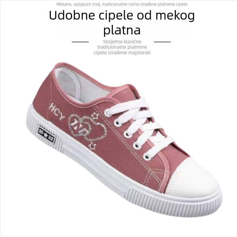 Ženske platnene tenisice bijele, svestrane i mekane, udobne casual cipele za proljeće i jesen