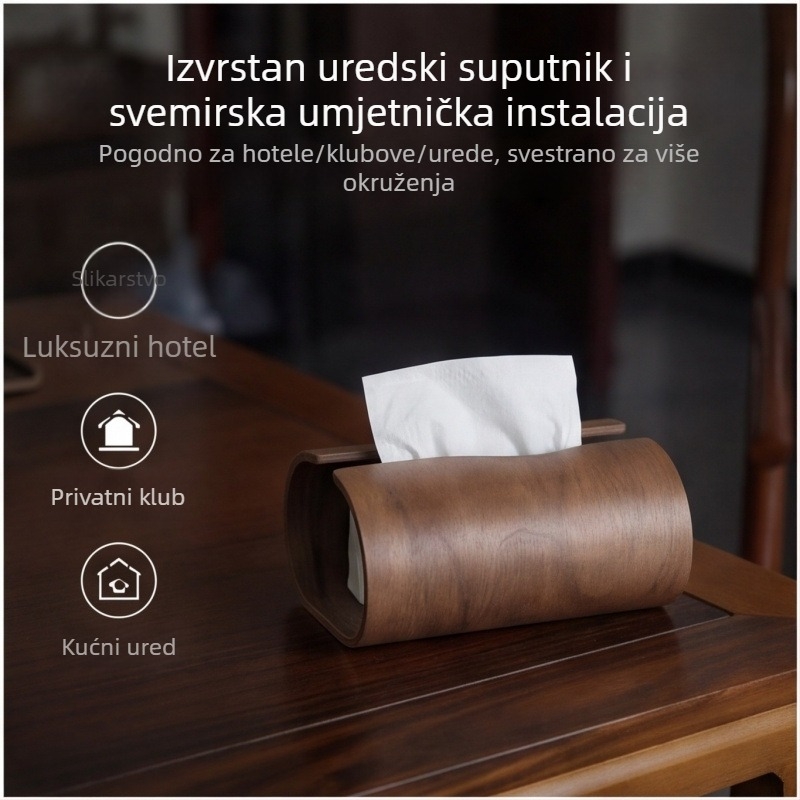 Drvena kutija za maramice od crnog oraha i drveta breskve, moderan dizajn za dnevni boravak