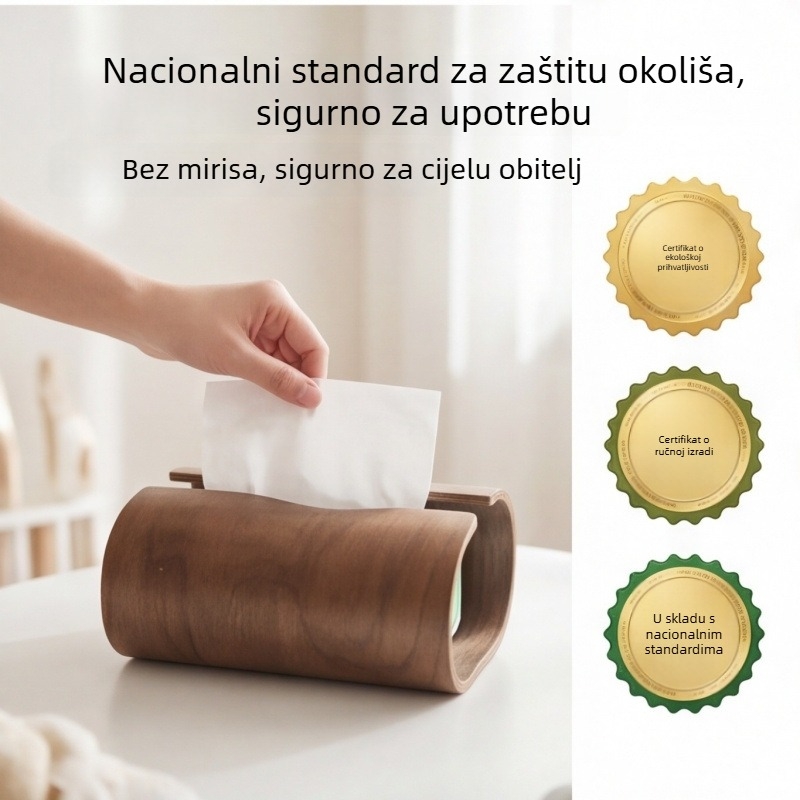 Drvena kutija za maramice od crnog oraha i drveta breskve, moderan dizajn za dnevni boravak