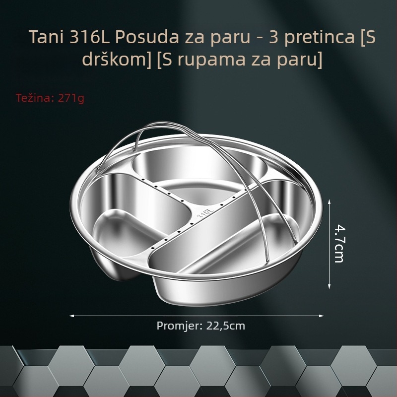 316L nehrđajući čelik, prehrambena kvaliteta, unutarnja parna rešetka za rižin kuhalo, podijeljena pločica za paru, košarica za pripremu hrane