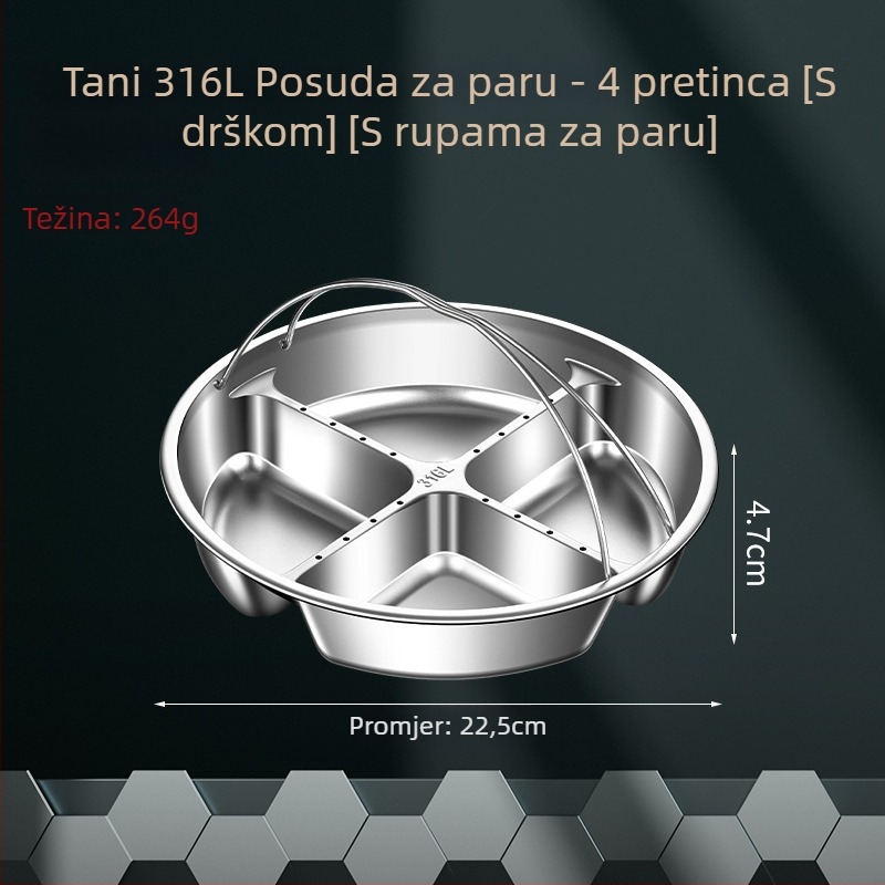316L nehrđajući čelik, prehrambena kvaliteta, unutarnja parna rešetka za rižin kuhalo, podijeljena pločica za paru, košarica za pripremu hrane
