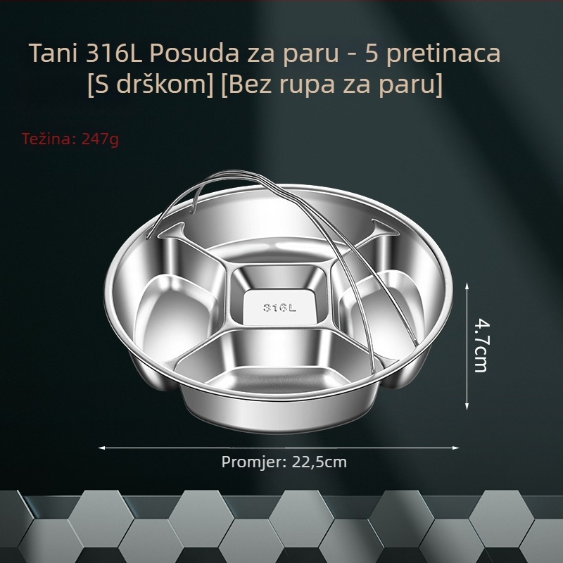 316L nehrđajući čelik, prehrambena kvaliteta, unutarnja parna rešetka za rižin kuhalo, podijeljena pločica za paru, košarica za pripremu hrane