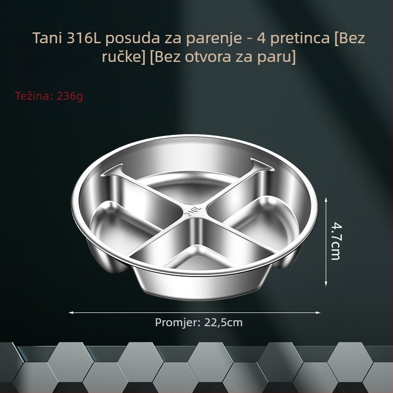 316L nehrđajući čelik, prehrambena kvaliteta, unutarnja parna rešetka za rižin kuhalo, podijeljena pločica za paru, košarica za pripremu hrane