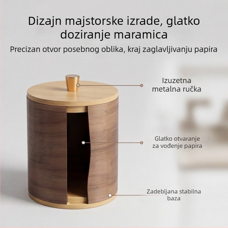 Kutija za maramice od oraha s poklopcem, modern minimalistički dizajn, pogodna za dnevni boravak i spavaću sobu