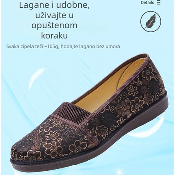 Ženske platnene cipele u stilu Starog Pekinga, slip-on s mekom potplatom, prozračne i protuklizne, za žene srednje dobi i starije; velike veličine.