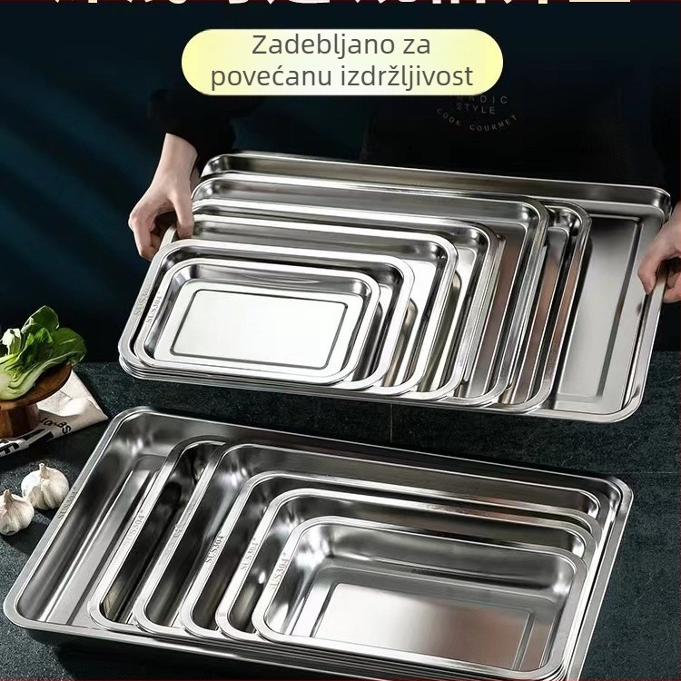 Magnetski kvadratni pladanj od nehrđajućeg čelika za roštilj, restoran, pravokutni čajni pladanj