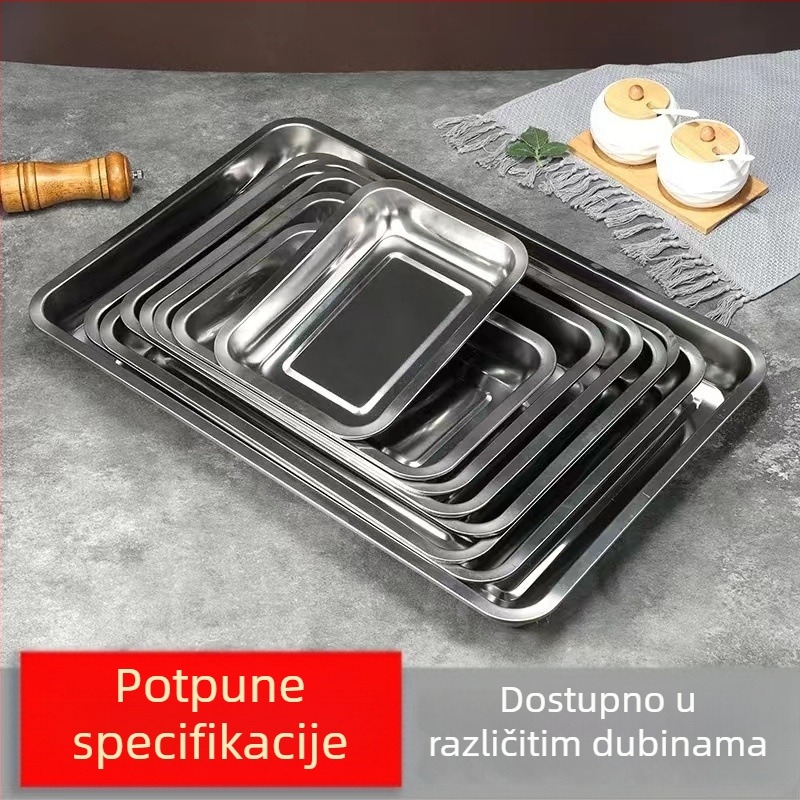 Magnetski kvadratni pladanj od nehrđajućeg čelika za roštilj, restoran, pravokutni čajni pladanj