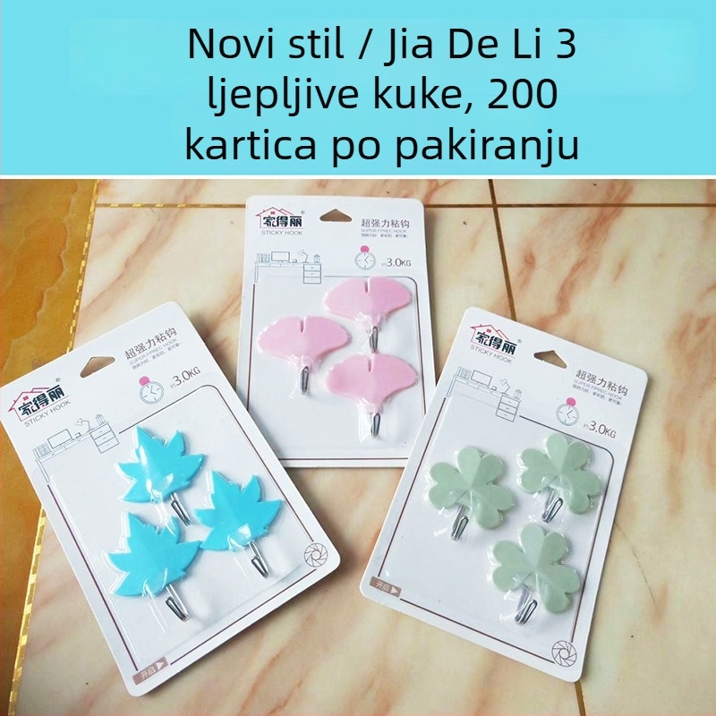 3-komadne plastične ljeplive vješalice za odjeću sa slatkim crtić dizajnom, jedan kuk, nosivost do 3 kg