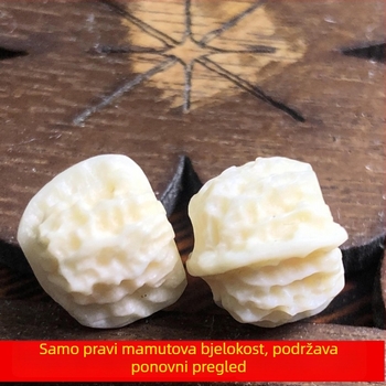 Prirodni mamutski slonovinski nakit s dijelovima od orašastog drveta i dijamantnim perlama, duljina 10 cm