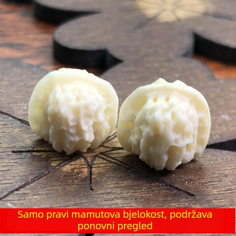 Prirodni mamutski slonovinski nakit s dijelovima od orašastog drveta i dijamantnim perlama, duljina 10 cm