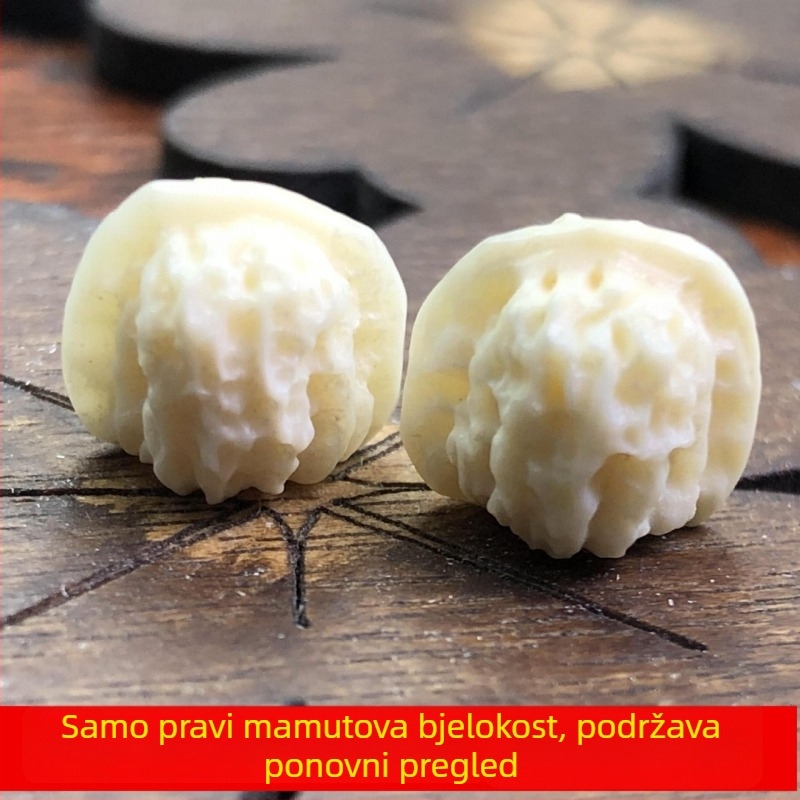 Prirodni mamutski slonovinski nakit s dijelovima od orašastog drveta i dijamantnim perlama, duljina 10 cm